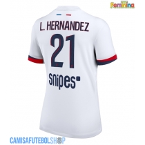 Camisa de time de futebol Paris Saint-Germain Lucas Hernandez #21 Replicas 2º Equipamento Feminina 2025-26 Manga Curta